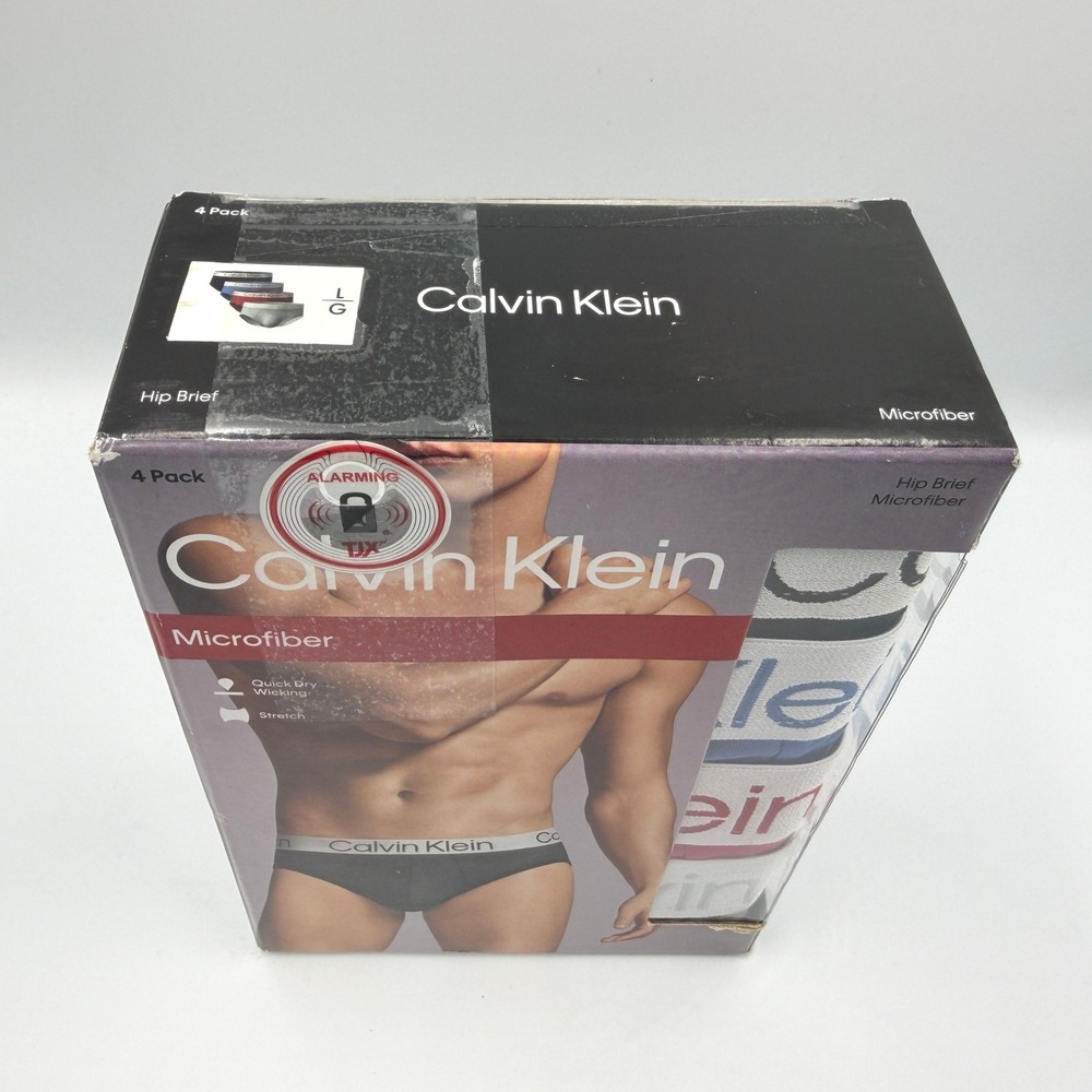 Calvin Klein Hip Brief Men Large Multicolor 4-Pack Microfiber Stretch Briefs NEW - Picture 4 of 9